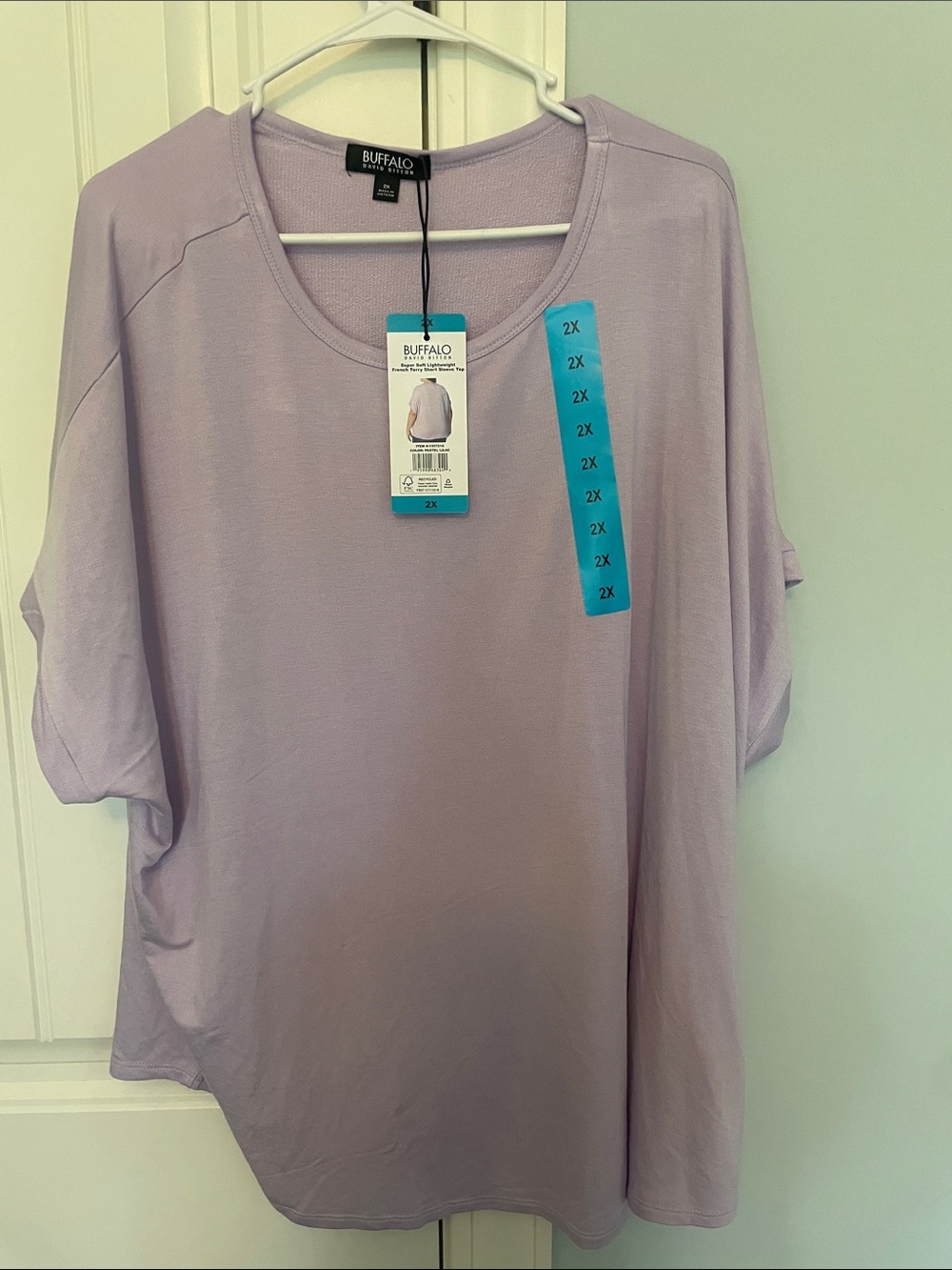 Buffalo David Bitton Lavender Scoop Neck Short Sleeve Top - 2X